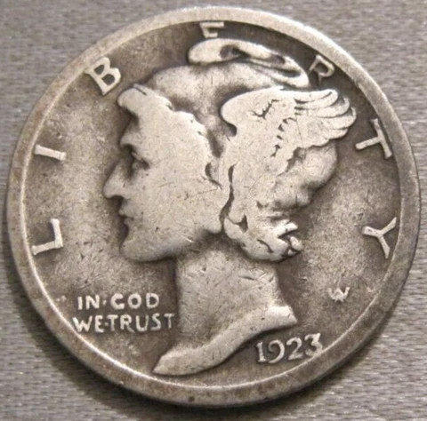 BETTER AS SHOWN - 1923 S MERCURY DIME *** 90% SILVER *** 816 Cover