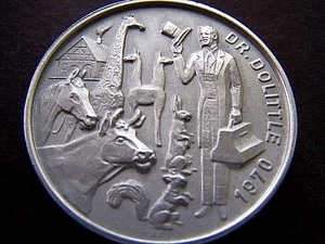 Rare 1970 Alla DR. DOLITTLE Brushed Aluminum 8g Mardi Gras Doubloon - Picture 1 of 3