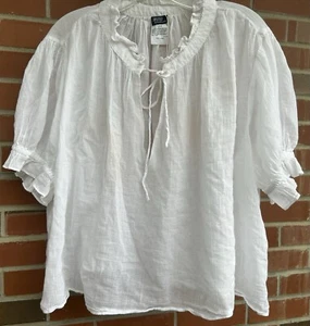 Polo Ralph Lauren Mujer Algodón Voile Top Blanco Transparente Cordón L - Imagen 1 de 7