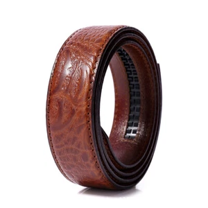 Cowhide Genuine Real Leather Automatic Ratchet Belt Strap No Buckle Waistband - Picture 1 of 46