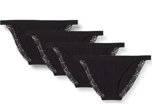 Amazon Essentials Women’s XS Ribbed Cotton High Waist Tanga Underwear 4 Pack NWT - Picture 1 of 7