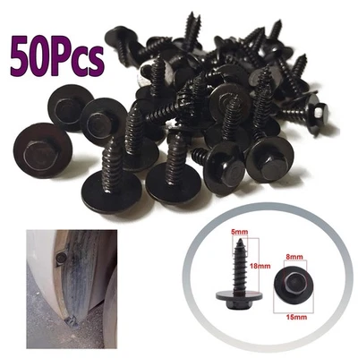 50 un. Clips de retención de parachoques para guardabarros de carrocería de coche de metal negro tornillo cabeza hexagonal arandela EE. UU. Foto 1 de 4