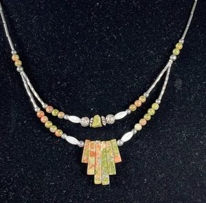 VINTAGE Southwest Liquid Silver Jasper Necklace 19” Choker Unisex - Picture 1 of 21