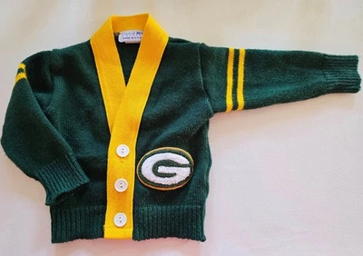 DE COLECCIÓN AÑOS 70 80 GREEN BAY PACKERS CÁRDIGAN SUÉTER TALLA 18 MESES Parche ACRÍLICO Verde Foto 1 de 4