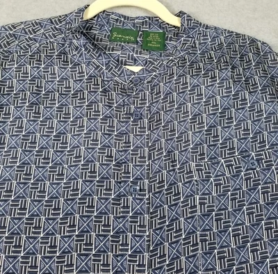 Camisa con botones Scandia WOODS para hombre 2XL XXL negra azul blanca seda geométrica Foto 1 de 4