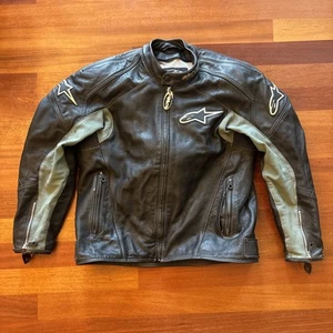 Alpinestars Leather Motorcycle Jacket Black CE Armored - Size US 48 / EU58 - Picture 1 of 11