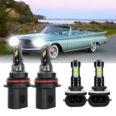 Para Chrysler Sebring 2001-05 Blanco Combo 4 Piezas Faro LED Alto/Bajo+Bombillas antiniebla Foto 1 de 4