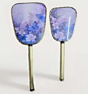 Vintage Spiegel und Pinsel Set Floral Schmetterling Design Gold Farbe Borte - Bild 1 von 17