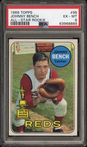 JOHNNY BENCH 1969 TOPPS PSA 6! *LASTRA NUOVA! *BEUATY CENTRATO MORTO! *SPLENDIDO! - Foto 1 di 2