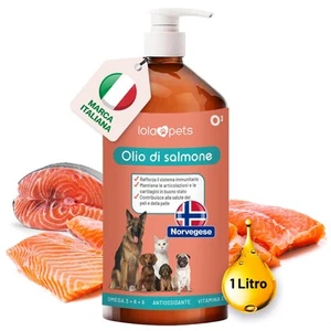 Olio di salmone per cani e gatti 1 LITRO, NORVEGESE naturale spremuto a freddo - Foto 1 di 7