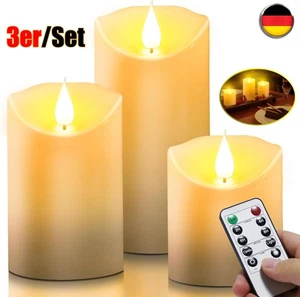 Romantische LED Flackerkerzen 3er Set Fernbedienung Dimmbar Timer Warmweiß - Bild 1 von 10