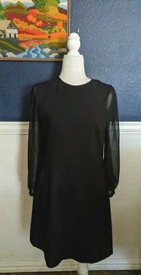 Marc New York Andrew Marc Long Sleeve Sheer Little Black Dress Sz 4 Small - Изображение 1 из 4