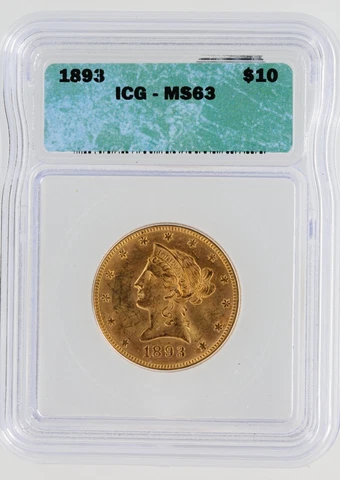 1893 QUARTER EAGLE ICG MS63 $10 LIBERTY HEAD GOLD COIN Cover