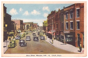 Late '30s Cars & Bus ON Main Street, Moncton, New Brunswick, Canada - Picture 1 of 3