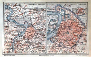 1902 Original Topographical.Map ANTWERPEN-ANTWERPEN und Umgebung von ANTWERPEN Meyers - Bild 1 von 1