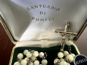 🔴 Rosario collana MADONNA DI POMPEI alpacca con astuccio effetto madreperla - Imagen 1 de 11
