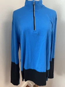 Lululemon Top Uomo Speed Workout 1/2 Zip LS Raggiante Blu Nero Taglia L - Foto 1 di 6