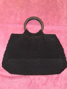 Black Knit Purse with Ring Handles - ENDING 7/31/25 - Picture 1 of 4
