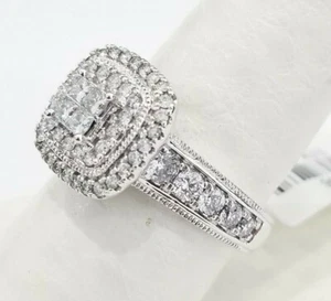 Clearance 14k White Gold Diamond Princess Halo Engagement Ring Cushion 1 CT - Picture 1 of 10