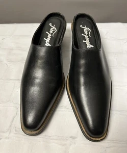 Free People Tallulah Mule Womens US 8.5 EU 38.5 Black Leather Western Wedge - Picture 1 of 10