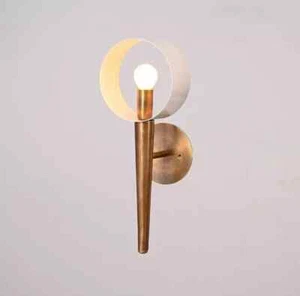 Wall Sconce Mid Century Modern Raw Brass 1 Light Mini Cone Handmade Vintage. - Picture 1 of 5