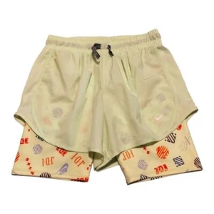 Nike Girls Dri-FIT Tempo Shorts Lime Ice & White 2 in One - Picture 1 of 5