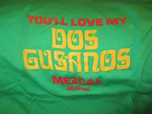 Brand New Vintage Green 80's DOS GUSANOS MEZCAL 50% 50% T Shirt XL Dead Stock - Picture 1 of 3