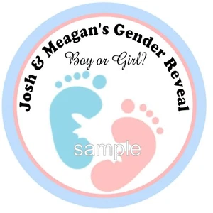 GENDER REVEAL PARTY FAVORS LABELS STICKERS - Picture 1 of 1