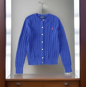 Girls NWT Ralph Lauren Polo Cardigan Sweater Cable Knit Free Bow 5 - Picture 1 of 5