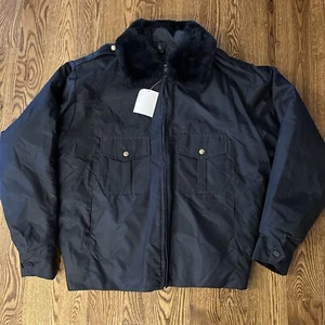 Vintage Polizei 3-in-1 Modular Jacke Blau Bomber Kunstfellkragen Nylon Medium NEU - Bild 1 von 9