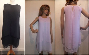 DOROTHY PERKINS LAYERED CHIFFON DRESS BLACK OR LILAC SIZE 8-18 - Picture 1 of 5