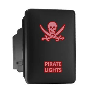 PIRATE LIGHTS - Red Backlit Push In Switch 1.28"x 0.87" (Fit: Toyota) - Picture 1 of 6
