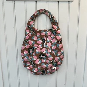 Erotokritos Print Fabric Handbag Purse Eiffel Tower Airplanes Brown Pink Greece - Picture 1 of 6