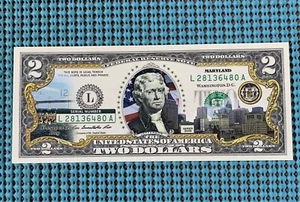 2009 Maryland Colorized $2 Bill U.S. Legal Tender Currency - Picture 1 of 2