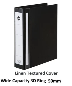 Marbig 5913002 A4 Linen Look 3 Ring Binder 50mm Front & Back Insert Spine B389 - Picture 1 of 1