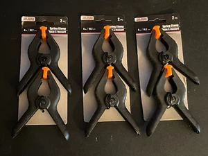 6 PCS NEW 4" SPRING CLAMPS APPROX 1 3/4" GRIP CAPACITY TOOL BENCH HARDWARE - Picture 1 of 3