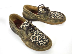 Twisted X Youth Girls Cheetah Moccasin Loafer Boat Shoe Size 2.5M #YDM0028 - Picture 1 of 10