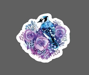 Blue Jay Sticker Floral Waterproof Bird - Buy Any 4 For $1.75 Each Storewide!