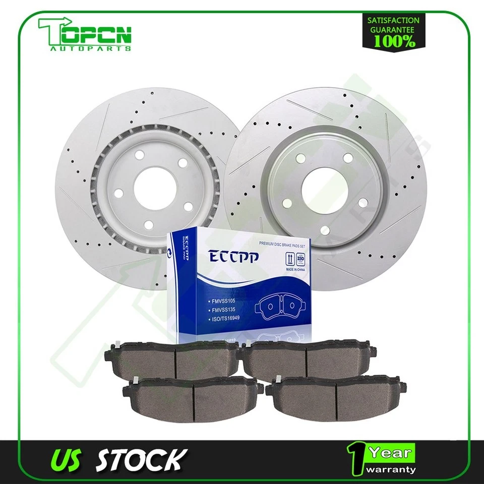 Front Brake Rotors Metallic Pads Drill And Slot For 12-17 Dodge Grand Caravan - Изображение 1 из 3