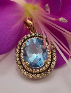 14kt Gold Topas Diamant Anhänger, Top Zustand, Statement Stück - Bild 1 von 8