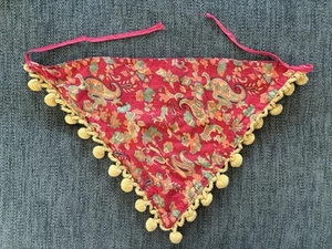 VTG Triangle Head Hair Scarf Wrap Paisley Dingle Ball Boho Hippie Cover Bandana - Picture 1 of 4