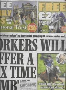 Periódico Daily Express 12 de julio de 2025 Príncipe William Rachel Reeves Jofra Archer - Imagen 1 de 2
