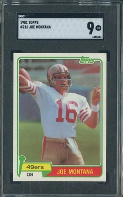 1981 Topps Football #216 Joe Montana 49ers RC Rookie HOF SGC 9 Estado perfeito - Imagem 1 de 2