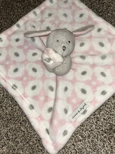 Blankets & Beyond Gray Bunny Rabbit Pink White Gray Dots Security Blanket/Lovey - Picture 1 of 5