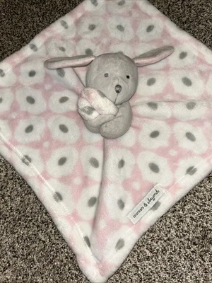 Blankets & Beyond Gray Bunny Rabbit Pink White Gray Dots Security Blanket/Lovey - Image 1 of 4