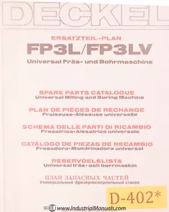 Piezas de repuesto perforadoras de fresado universal de tapa FP3LV año manual (1980) - Imagen 1 de 1
