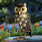 Garden Statue Metal Owl Yard Art Outdoor Decor With Solar Led Lights For Patio L