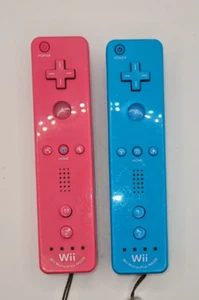 Lot of 2 OEM Nintendo Wii Remote Motion Plus Controllers - Blue & Pink RVL-036 - Picture 1 of 5