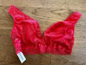SOMA Intimates Hearts Desire Pink LARGE Embraceable Plunge Lace Bralette NEW - Picture 1 of 2