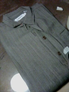 CALVIN KLEIN RENOWN 100% WOOL HERRINGBONE LONGSLEEVE DESIGNER SHIRT MADEIN ITALY - Picture 1 of 12